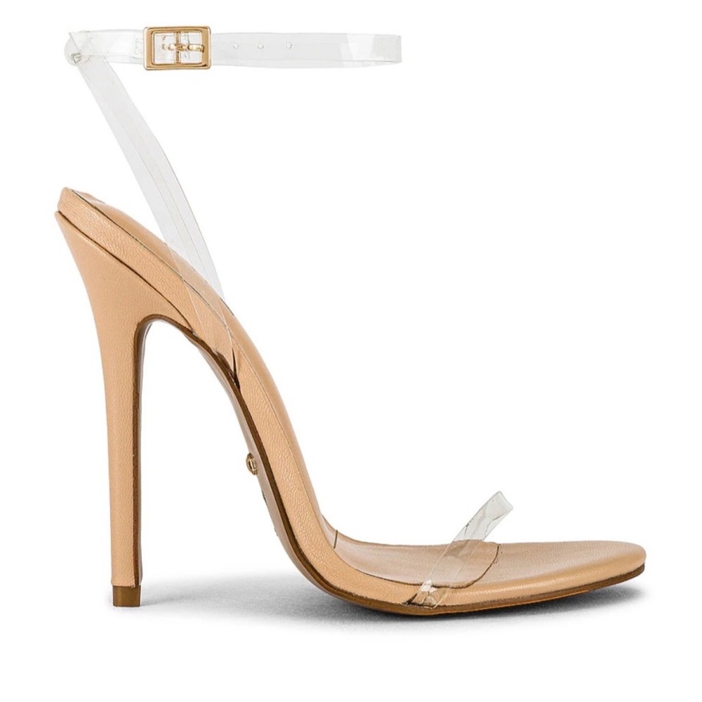 RAYE REVOLVE BALI CLEAR NUDE HEELS SIZE 8